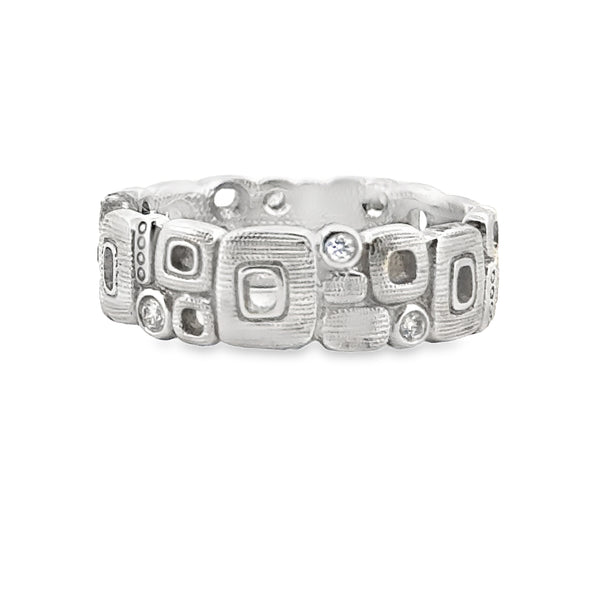 Alex Sepkus Platinum 0.18 CTW Diamond Geometric Band