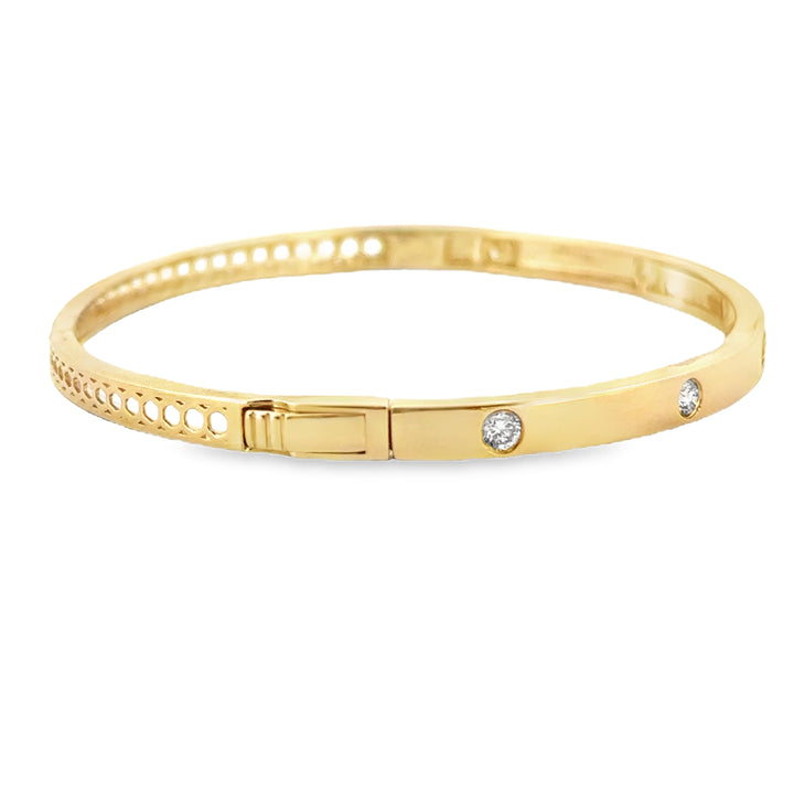 0.35 CT Diamond Etoile 14K Yellow Gold Hinge Bangle Bracelet