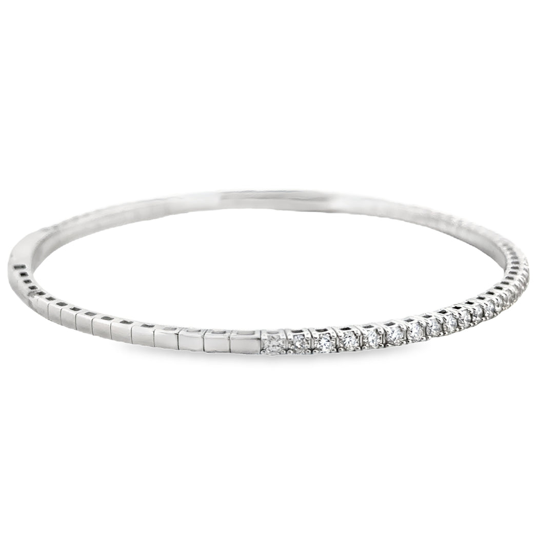 1.03 CTW Diamond Flexible Bangle Bracelet, 14K White Gold