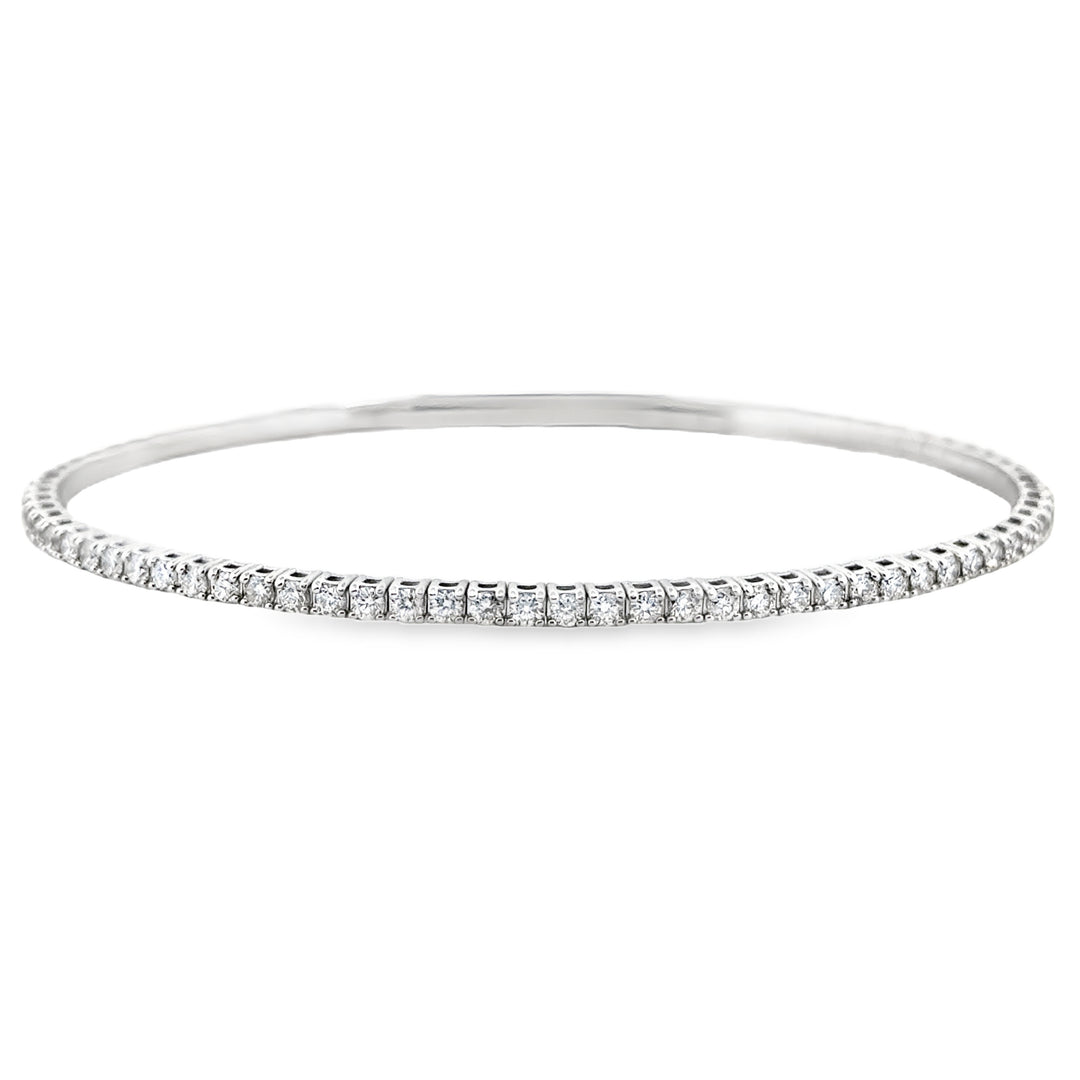 1.03 CTW Diamond Flexible Bangle Bracelet, 14K White Gold