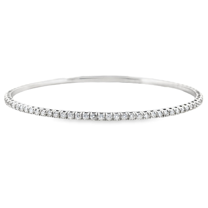 1.03 CTW Diamond Flexible Bangle Bracelet, 14K White Gold