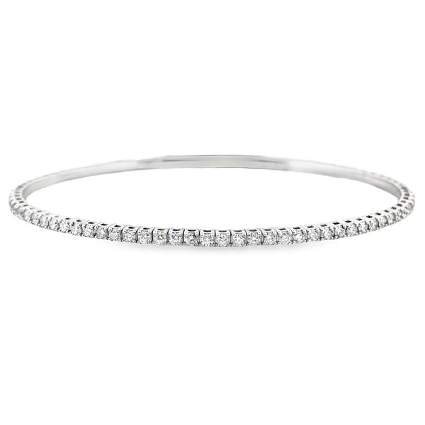 1.00 CTW Diamond Flexible Bangle Bracelet, 14K White Gold